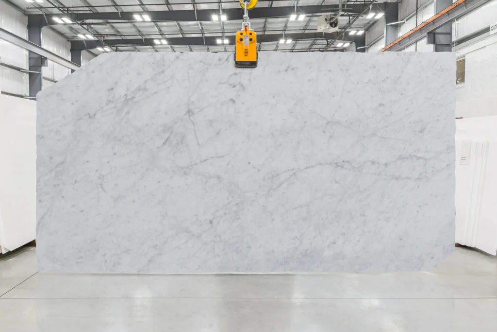 Carrara marble slab with soft gray veining
