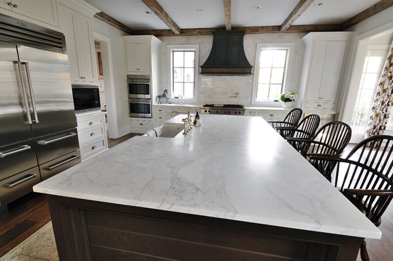 Carrara marble slab with soft gray veining