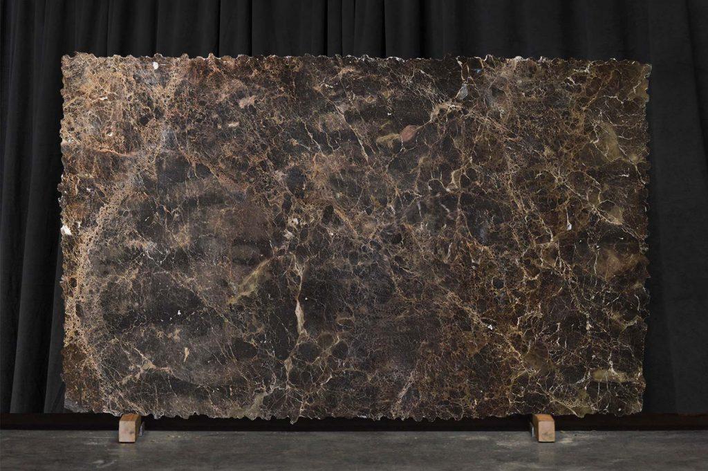 Emperador Dark marble slab with rich brown tones and light natural veining