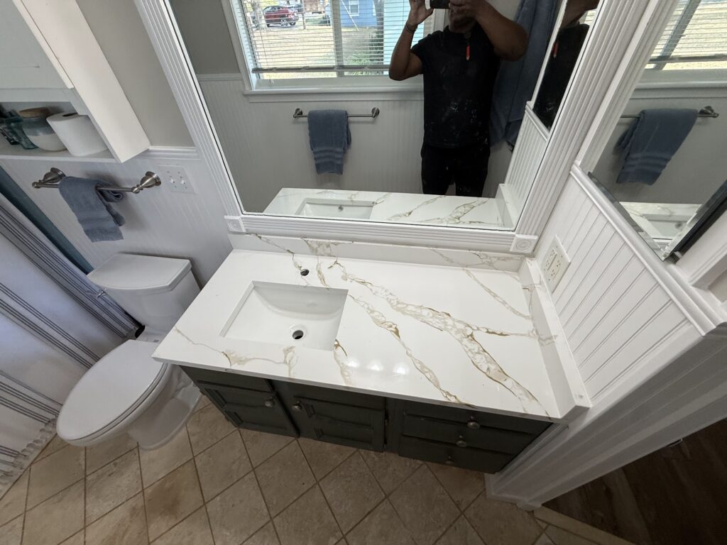 Quartz bathroom vanity countertop installation in Jacksonville FL