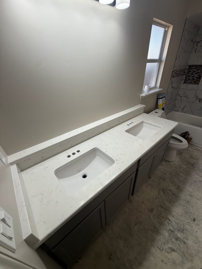 Quartz bathroom vanity countertop installation in Jacksonville FL