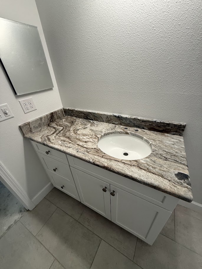 Fantasy Brown bathroom vanity countertop with undermount sink