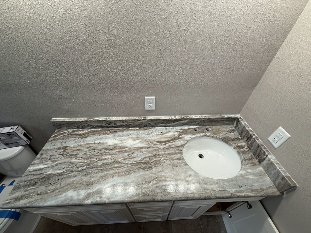 Fantasy Brown bathroom vanity countertop with undermount sink