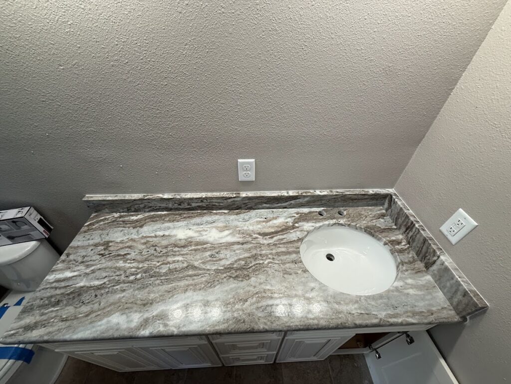 Fantasy Brown bathroom vanity countertop with undermount sink