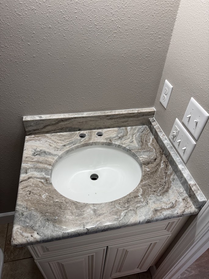 Fantasy Brown bathroom vanity countertop with undermount sink
