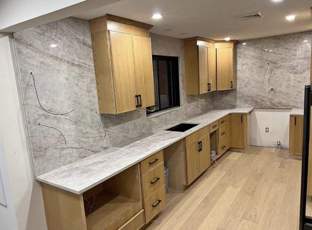 Granite kitchen island with custom countertops