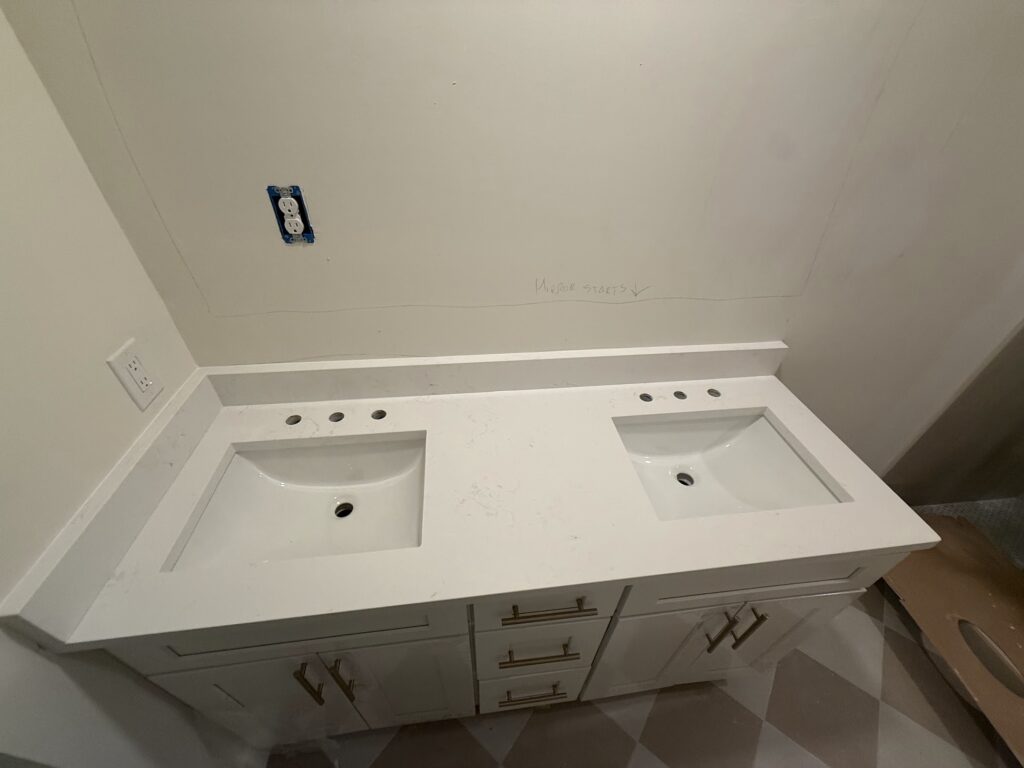 Quartz bathroom countertop fabrication and installation in Jacksonville Florida
