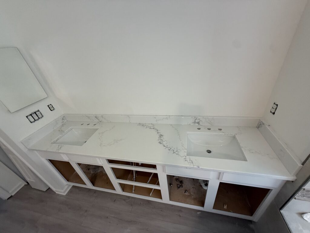Quartz bathroom countertop fabrication and installation in Jacksonville Florida