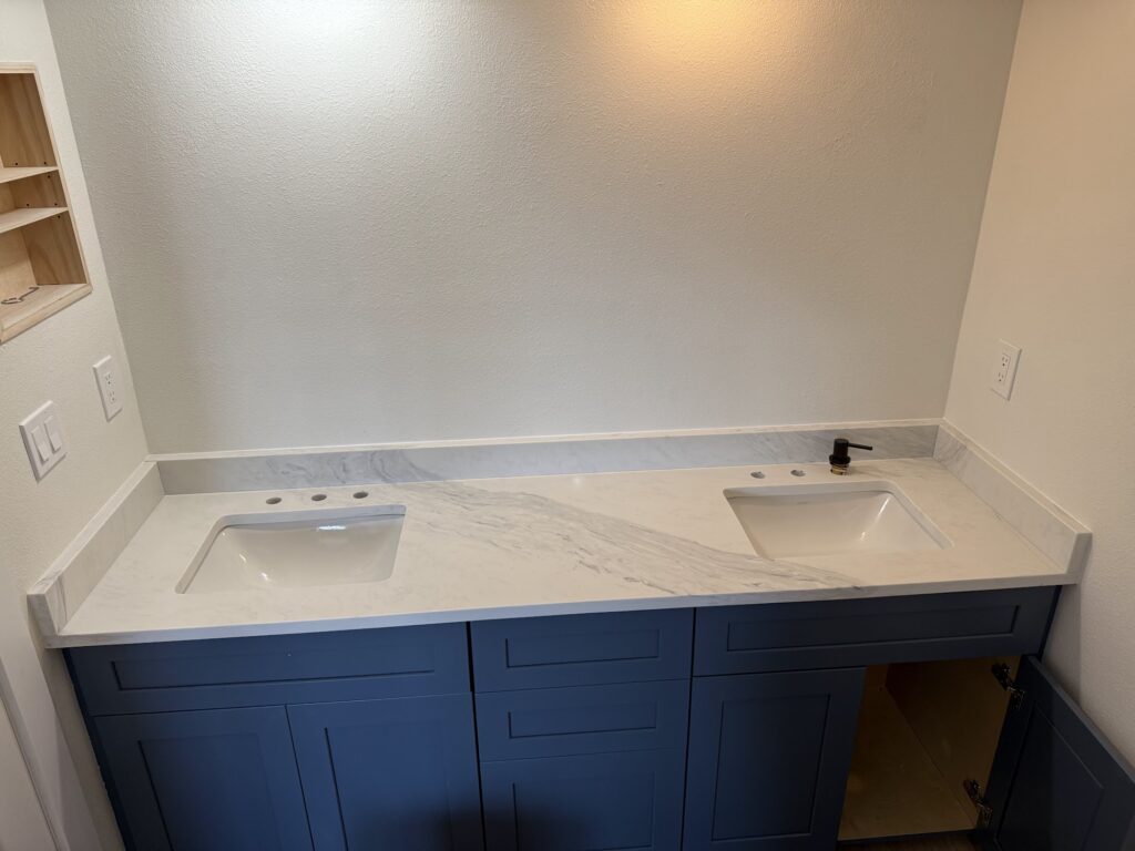 Quartz bathroom countertop fabrication and installation in Jacksonville Florida