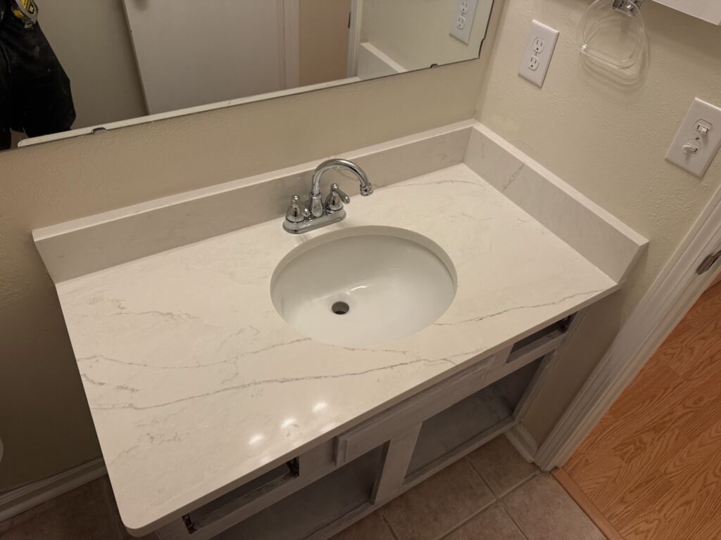 Quartz bathroom countertop fabrication and installation in Jacksonville Florida
