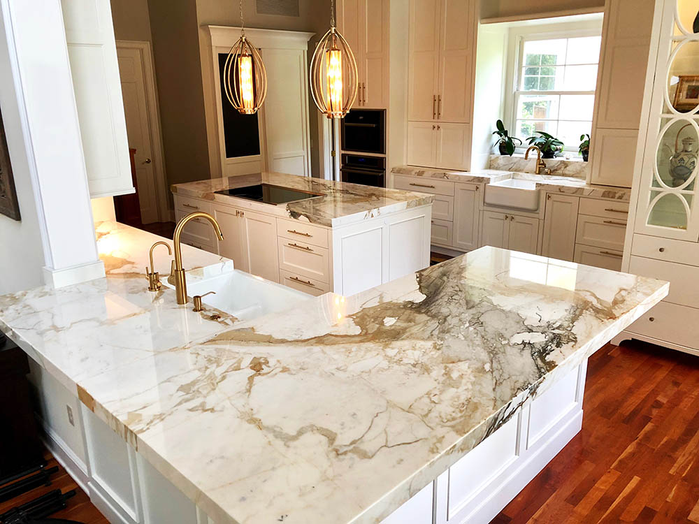 natural marble countertop veining and texture