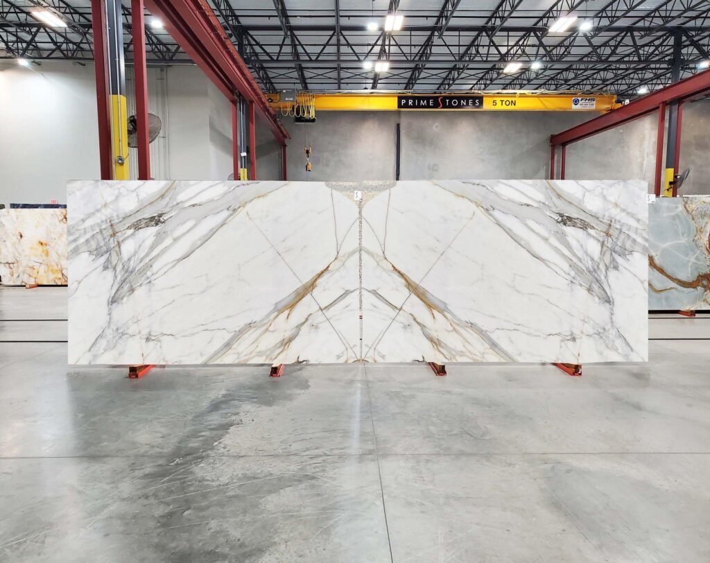 Calacatta Borghini marble slab with gray beige and gold veining Marble Countertops in Jacksonville, FL