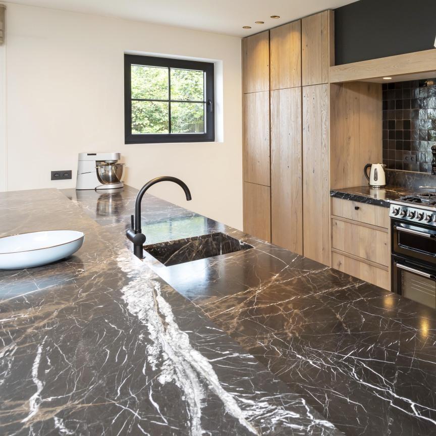 Nero Marquina black marble slab for countertops in Jacksonville Florida